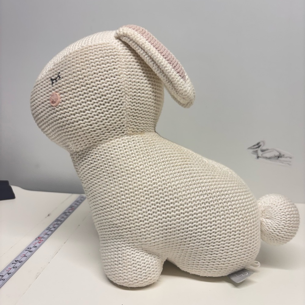 New Weighted Cream Knitted Bunny Plush Toy